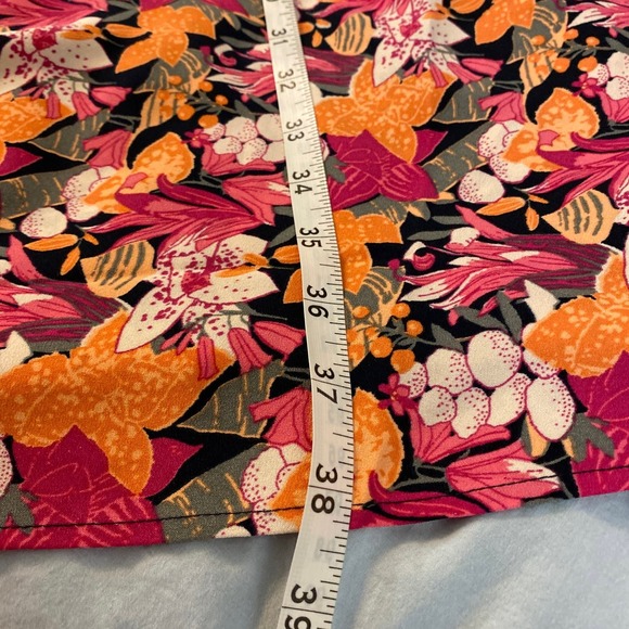 LOFT Floral Midi Dress - Pink, Orange, Black - Picture 7 of 8